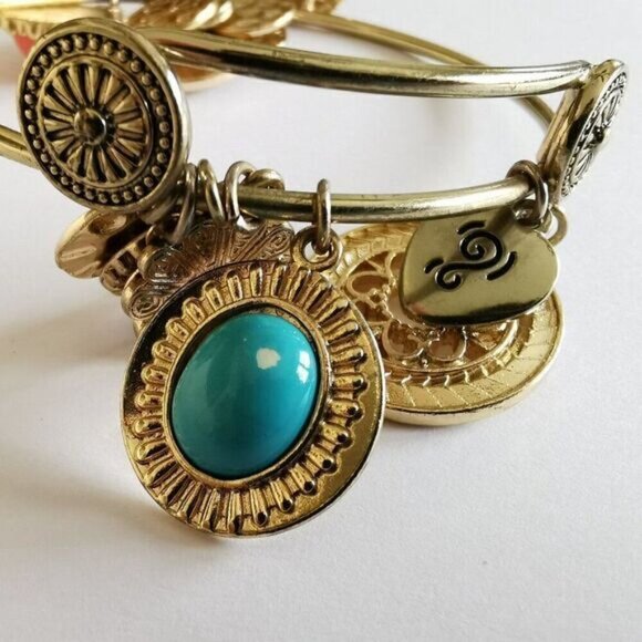 Graziano Gold Charm Bracelet Turquoise Orange Bangle - Picture 4 of 7